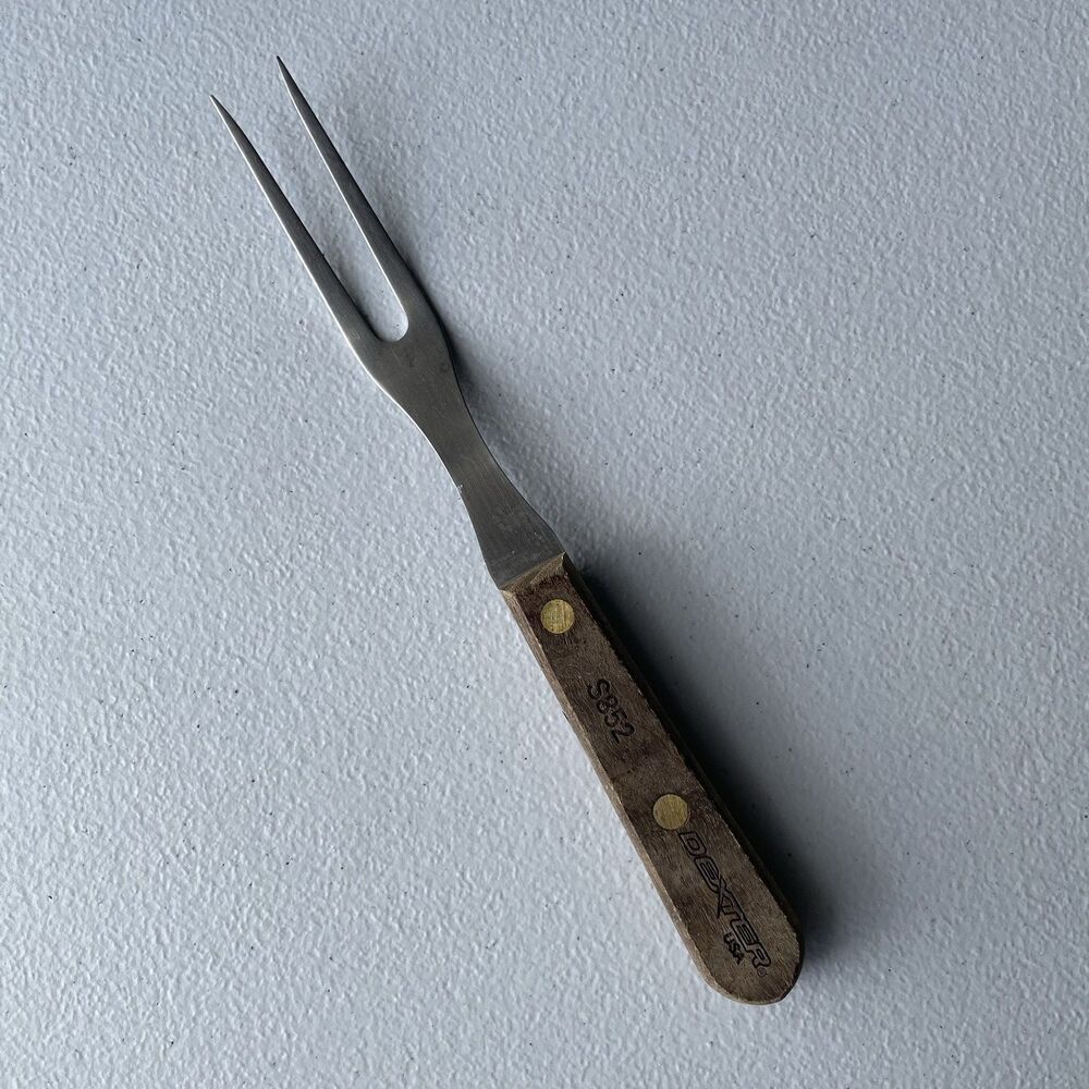 Vtg. Dexter USA S852 Carving Fork Made in USA Stainless Steel 7.5" Kitchenware
